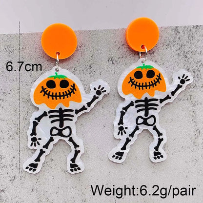 1 Pair Cute Funny Pumpkin Cat Ghost Arylic Drop Earrings