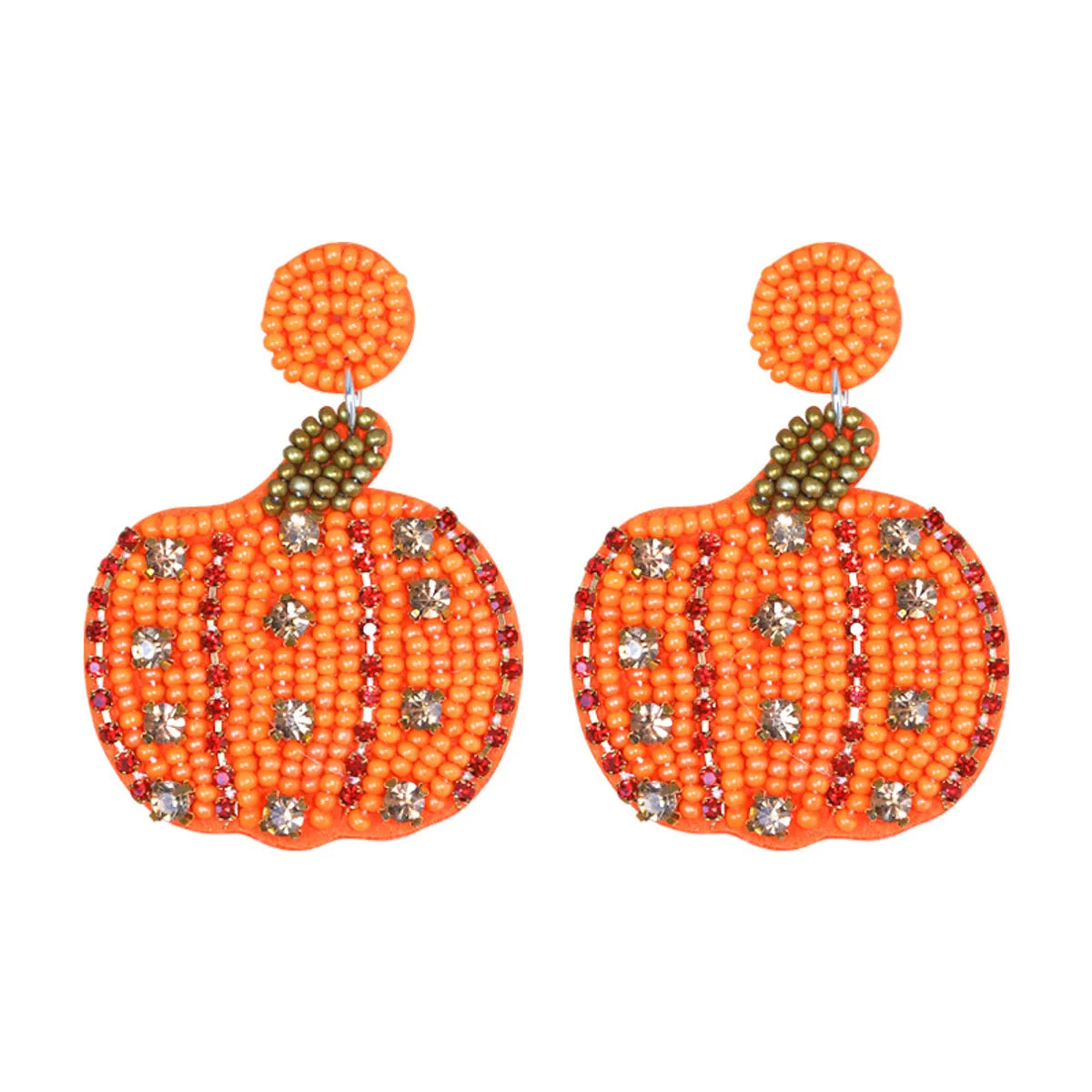 1 Pair Cute Funny Pumpkin Color Block Plastic Drop Earrings