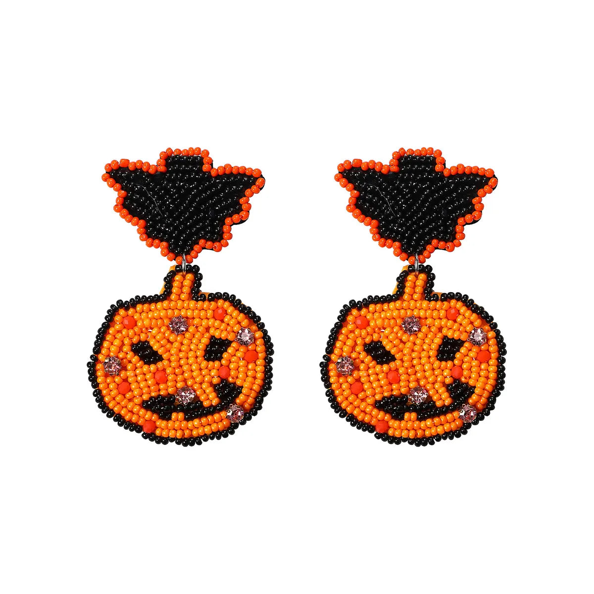 1 Pair Cute Funny Pumpkin Color Block Plastic Drop Earrings