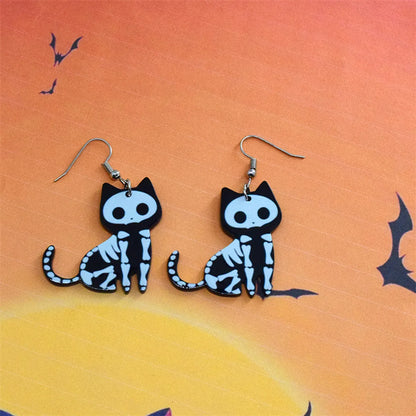 1 Pair Cute Funny Pumpkin Spider Web Arylic Drop Earrings