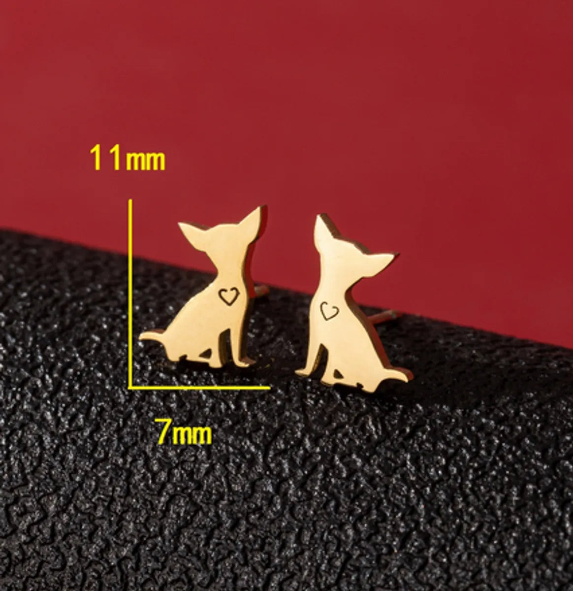 1 Pair Cute Funny Simple Style Dog Cat Irregular Polishing Plating 304 Stainless Steel 18K Gold Plated Ear Studs