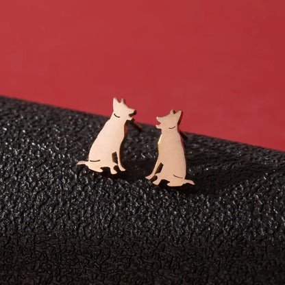 1 Pair Cute Funny Simple Style Dog Cat Irregular Polishing Plating 304 Stainless Steel 18K Gold Plated Ear Studs