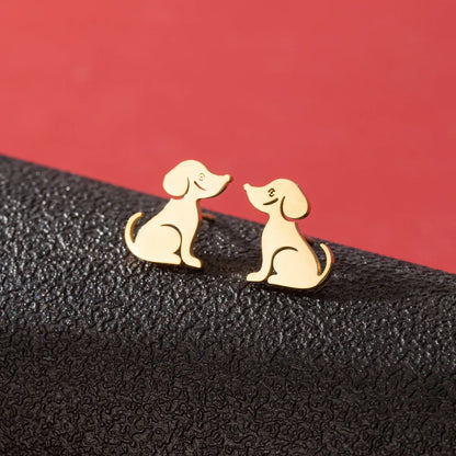 1 Pair Cute Funny Simple Style Dog Cat Irregular Polishing Plating 304 Stainless Steel 18K Gold Plated Ear Studs