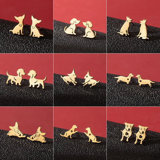 1 Pair Cute Funny Simple Style Dog Cat Irregular Polishing Plating 304 Stainless Steel 18K Gold Plated Ear Studs