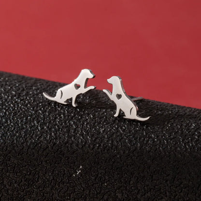 1 Pair Cute Funny Simple Style Dog Cat Irregular Polishing Plating 304 Stainless Steel 18K Gold Plated Ear Studs