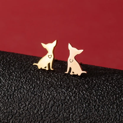 1 Pair Cute Funny Simple Style Dog Cat Irregular Polishing Plating 304 Stainless Steel 18K Gold Plated Ear Studs