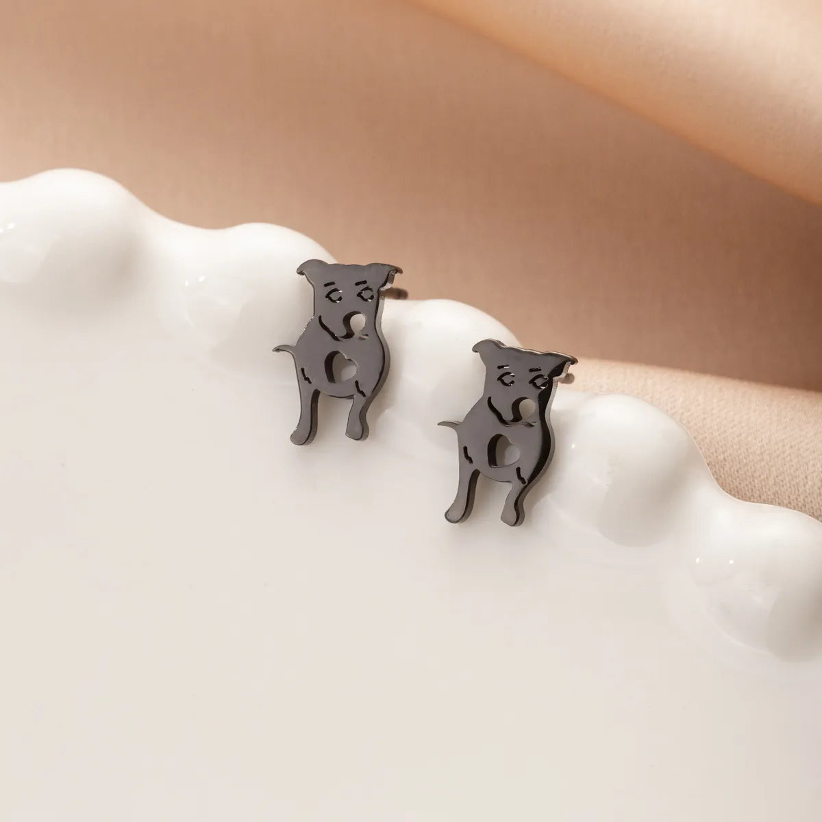 1 Pair Cute Funny Simple Style Dog Cat Irregular Polishing Plating 304 Stainless Steel 18K Gold Plated Ear Studs