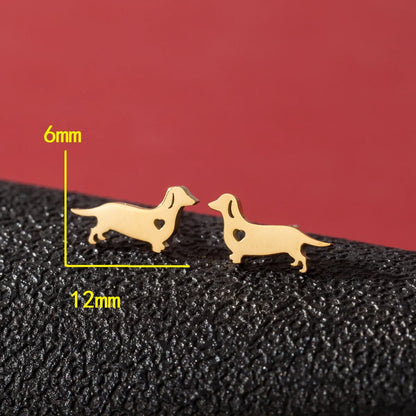 1 Pair Cute Funny Simple Style Dog Cat Irregular Polishing Plating 304 Stainless Steel 18K Gold Plated Ear Studs