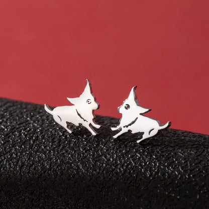 1 Pair Cute Funny Simple Style Dog Cat Irregular Polishing Plating 304 Stainless Steel 18K Gold Plated Ear Studs