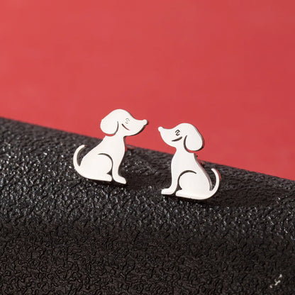 1 Pair Cute Funny Simple Style Dog Cat Irregular Polishing Plating 304 Stainless Steel 18K Gold Plated Ear Studs