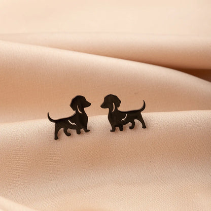 1 Pair Cute Funny Simple Style Dog Cat Irregular Polishing Plating 304 Stainless Steel 18K Gold Plated Ear Studs