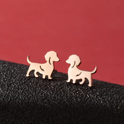 1 Pair Cute Funny Simple Style Dog Cat Irregular Polishing Plating 304 Stainless Steel 18K Gold Plated Ear Studs