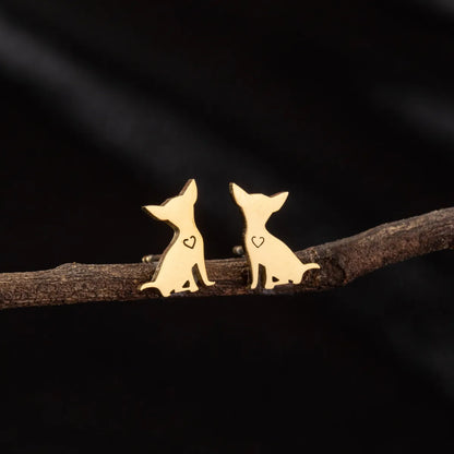 1 Pair Cute Funny Simple Style Dog Cat Irregular Polishing Plating 304 Stainless Steel 18K Gold Plated Ear Studs