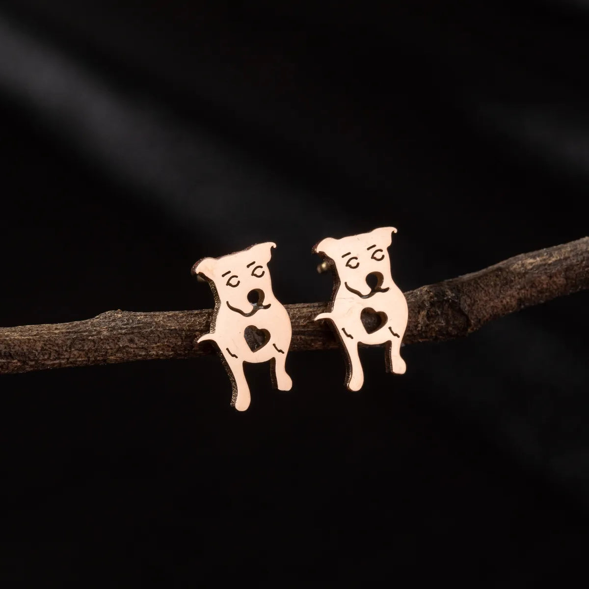 1 Pair Cute Funny Simple Style Dog Cat Irregular Polishing Plating 304 Stainless Steel 18K Gold Plated Ear Studs