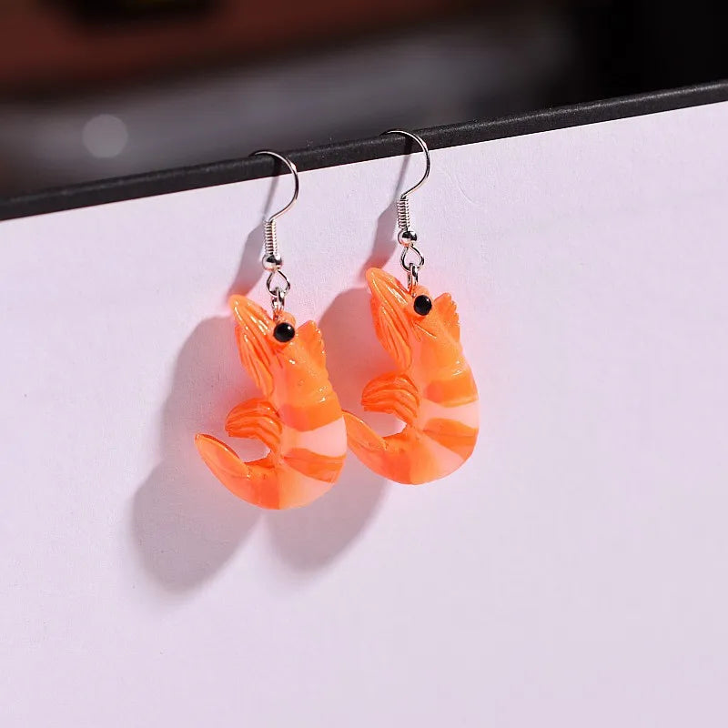 1 Pair Cute Funny Simple Style Shrimp Resin Drop Earrings