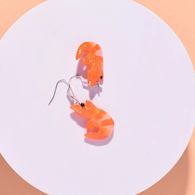 1 Pair Cute Funny Simple Style Shrimp Resin Drop Earrings