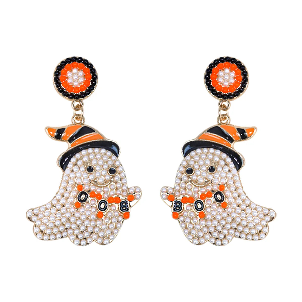 1 Pair Cute Funny Sweet Ghost Alloy Seed Bead Drop Earrings