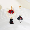 1 Pair Cute Funny Sweet Heart Shape Cat Flower Enamel Inlay Alloy Artificial Pearls Drop Earrings