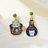 1 Pair Cute Funny Sweet Heart Shape Cat Flower Enamel Inlay Alloy Artificial Pearls Drop Earrings