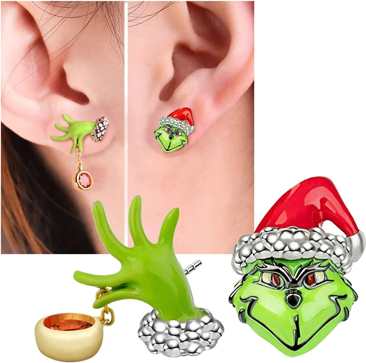 1 Pair Cute Geometric Christmas Hat Plating Alloy Ear Studs