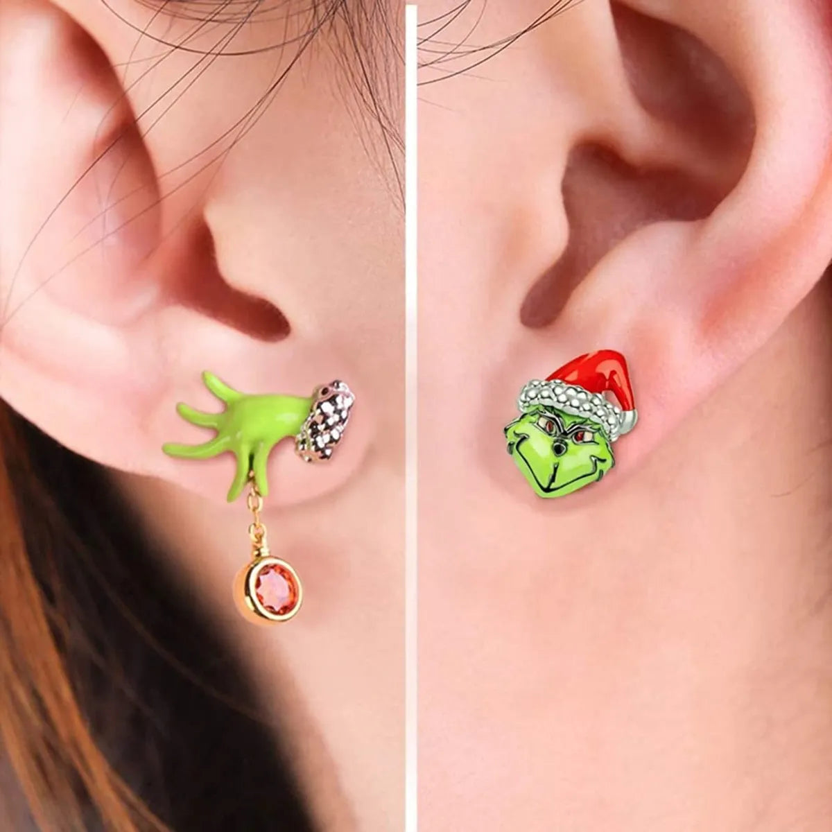 1 Pair Cute Geometric Christmas Hat Plating Alloy Ear Studs