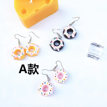 1 Pair Cute Geometric Donuts Resin Women's Earrings