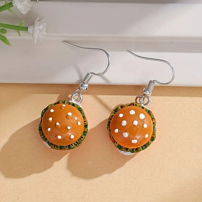 1 Pair Cute Hamburger Resin Drop Earrings