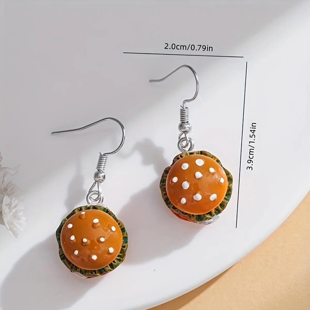 1 Pair Cute Hamburger Resin Drop Earrings