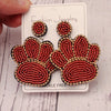 1 Pair Cute Handmade Artistic Paw Print Inlay Stainless Steel Cloth Glass Beads Drop Earrings