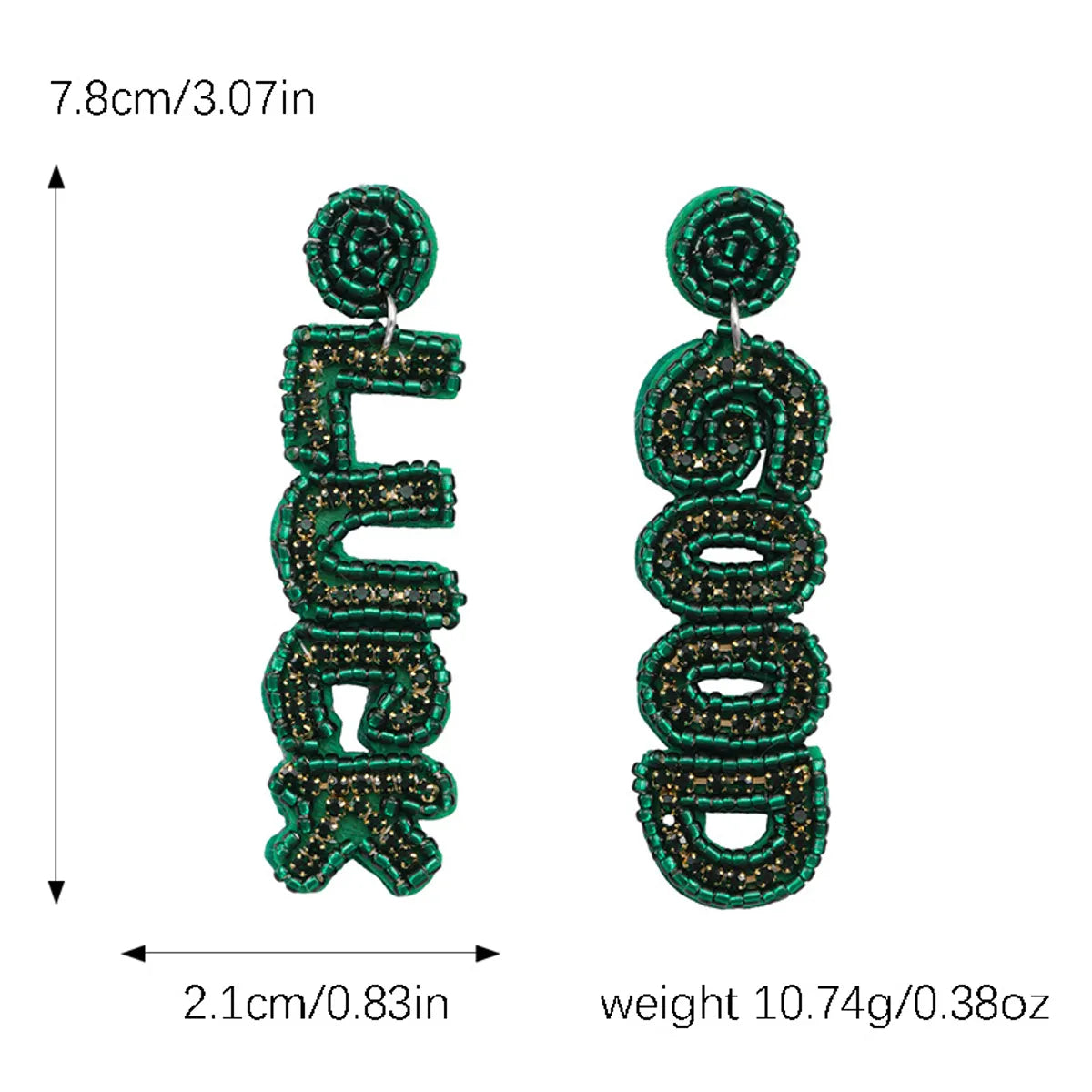 1 Pair Cute Handmade Simple Style Shamrock Letter Beaded Handmade Braid Seed Bead Drop Earrings