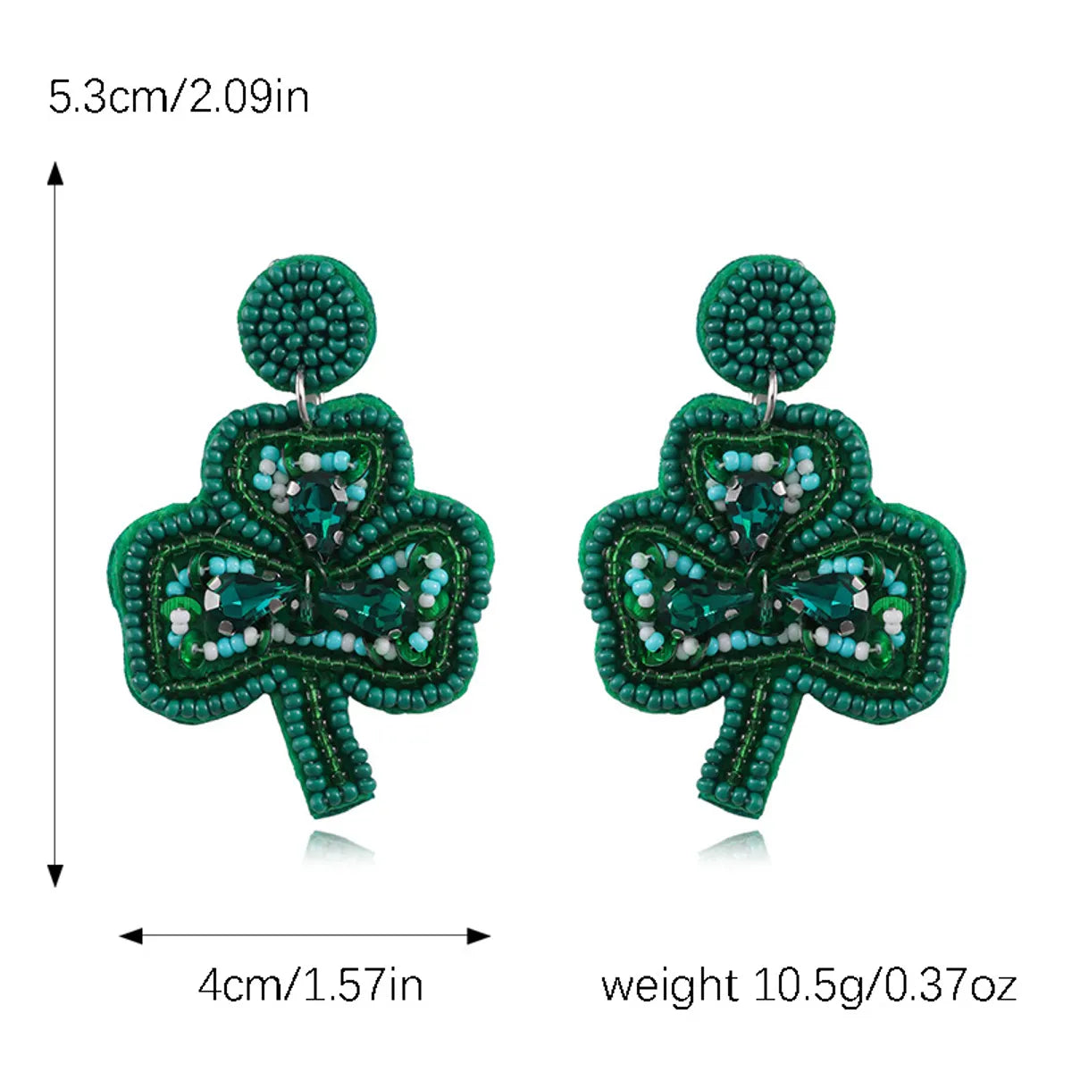 1 Pair Cute Handmade Simple Style Shamrock Letter Beaded Handmade Braid Seed Bead Drop Earrings