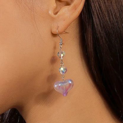 1 Pair Cute Heart Shape Alloy Drop Earrings