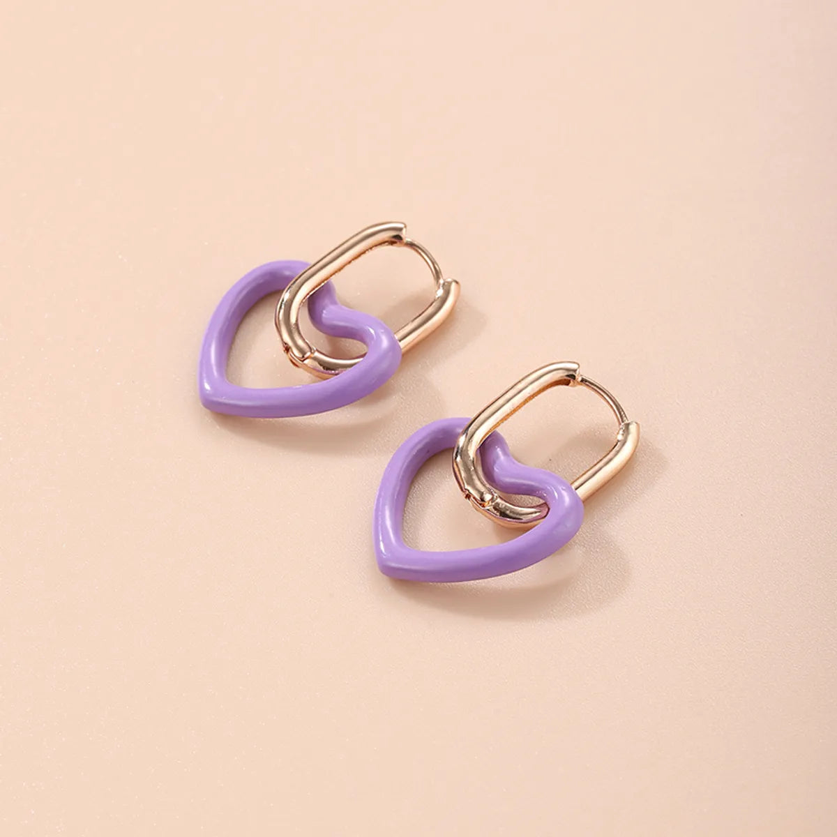 1 Pair Cute Heart Shape Copper Plating Drop Earrings