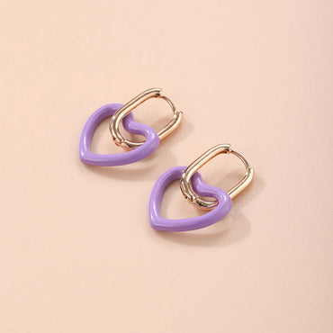 1 Pair Cute Heart Shape Copper Plating Drop Earrings