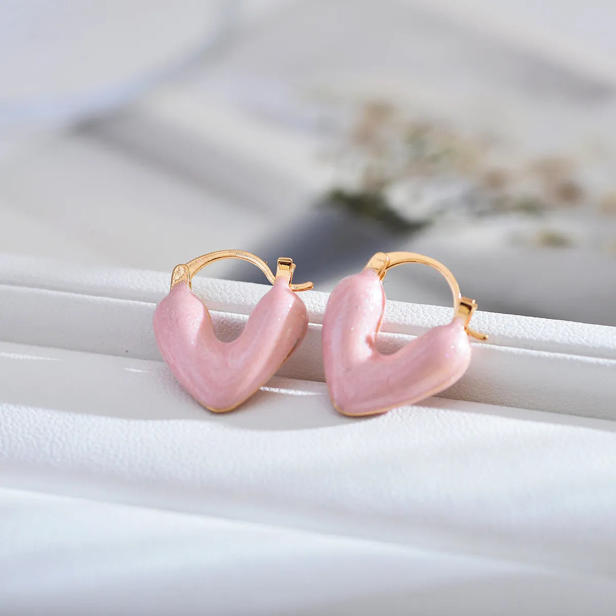 1 Pair Cute Heart Shape Enamel Copper Copper Alloy Earrings