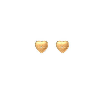 1 Pair Cute Heart Shape Enamel Plating Inlay Stainless Steel Zircon 18k Gold Plated Ear Studs