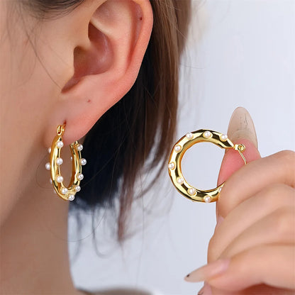 1 Pair Cute Heart Shape Heart 304 Stainless Steel Zircon 18K Gold Plated Earrings