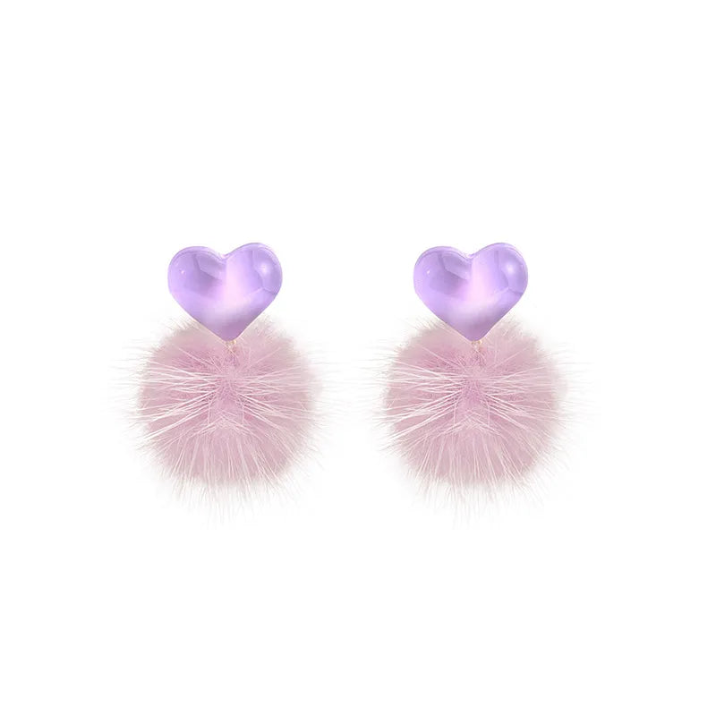 1 Pair Cute Heart Shape Plating Arylic Drop Earrings