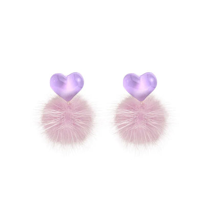 1 Pair Cute Heart Shape Plating Arylic Drop Earrings