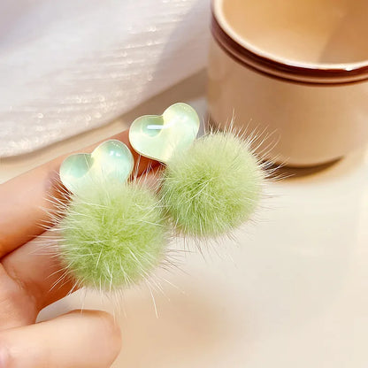 1 Pair Cute Heart Shape Plating Arylic Drop Earrings