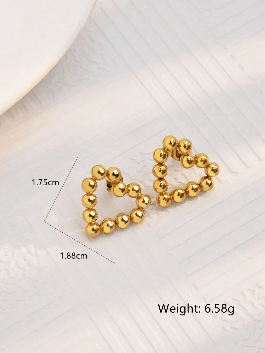 1 Pair Cute Heart Shape Polishing 304 Stainless Steel None 18K Gold Plated Ear Studs