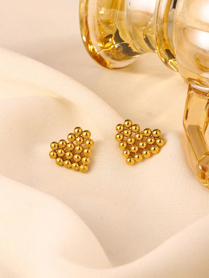 1 Pair Cute Heart Shape Polishing 304 Stainless Steel None 18K Gold Plated Ear Studs