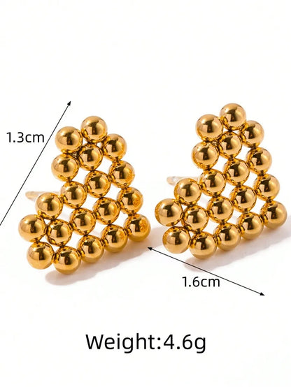 1 Pair Cute Heart Shape Polishing 304 Stainless Steel None 18K Gold Plated Ear Studs