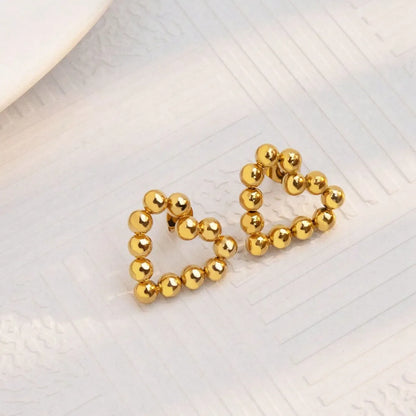 1 Pair Cute Heart Shape Polishing 304 Stainless Steel None 18K Gold Plated Ear Studs