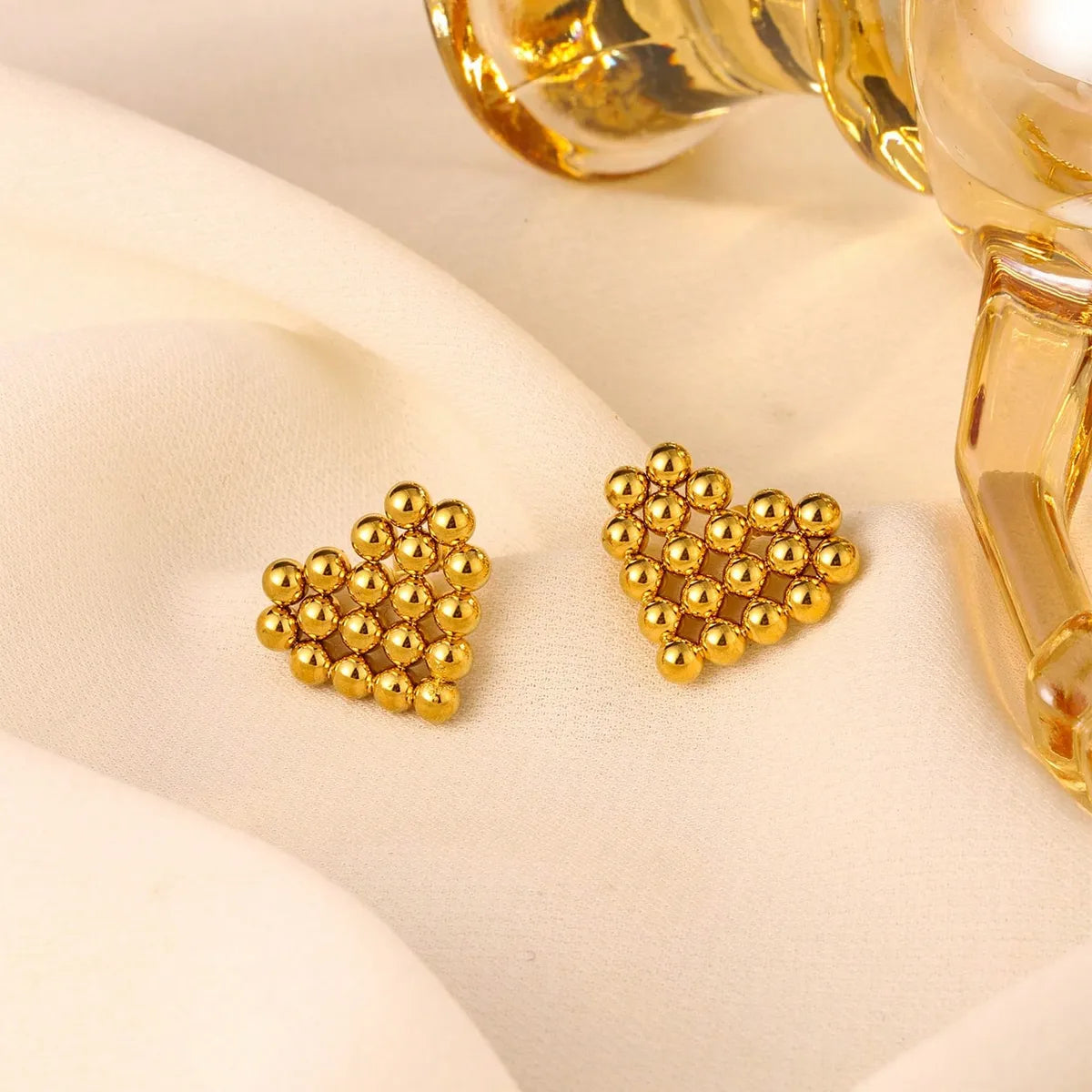 1 Pair Cute Heart Shape Polishing 304 Stainless Steel None 18K Gold Plated Ear Studs