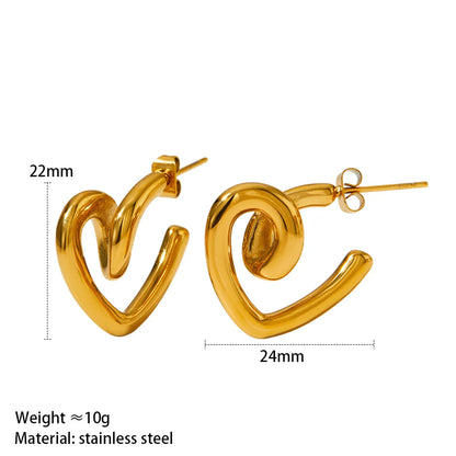 1 Pair Cute Heart Shape Polishing Plating Stainless Steel 14k Gold Plated White Gold Plated Gold Plated Ear Studs