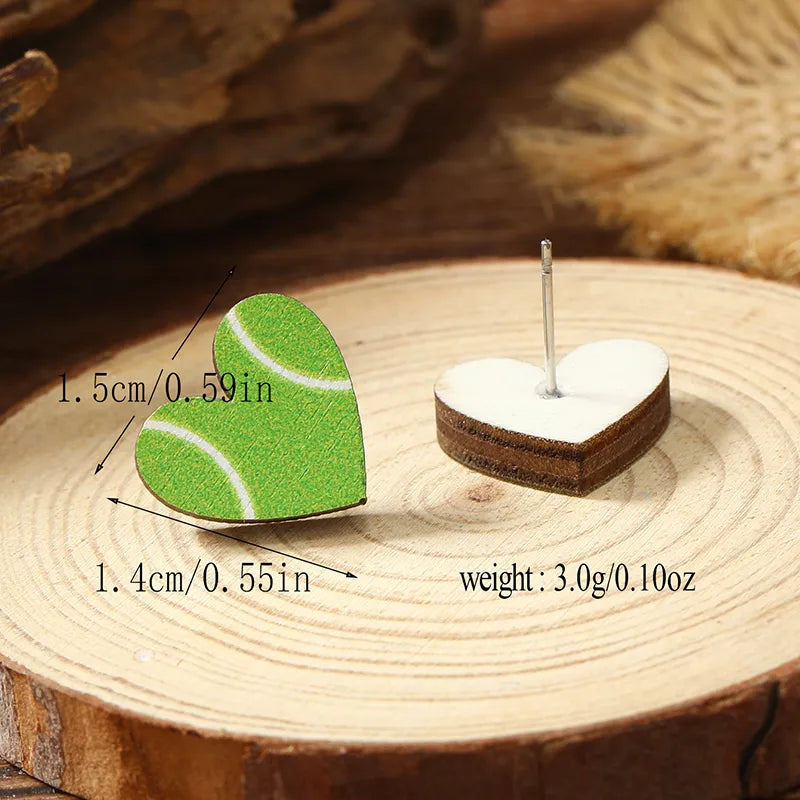 1 Pair Cute Heart Shape Wood Silver Plated Ear Studs