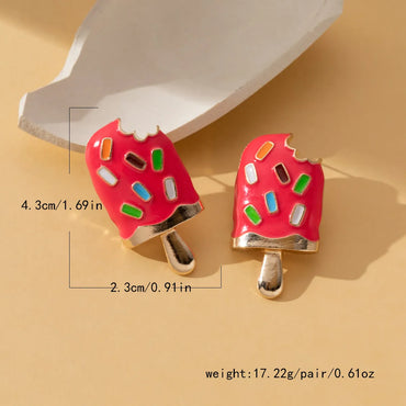 1 Pair Cute Hip-Hop Exaggerated Ice Cream Enamel Alloy Ear Studs