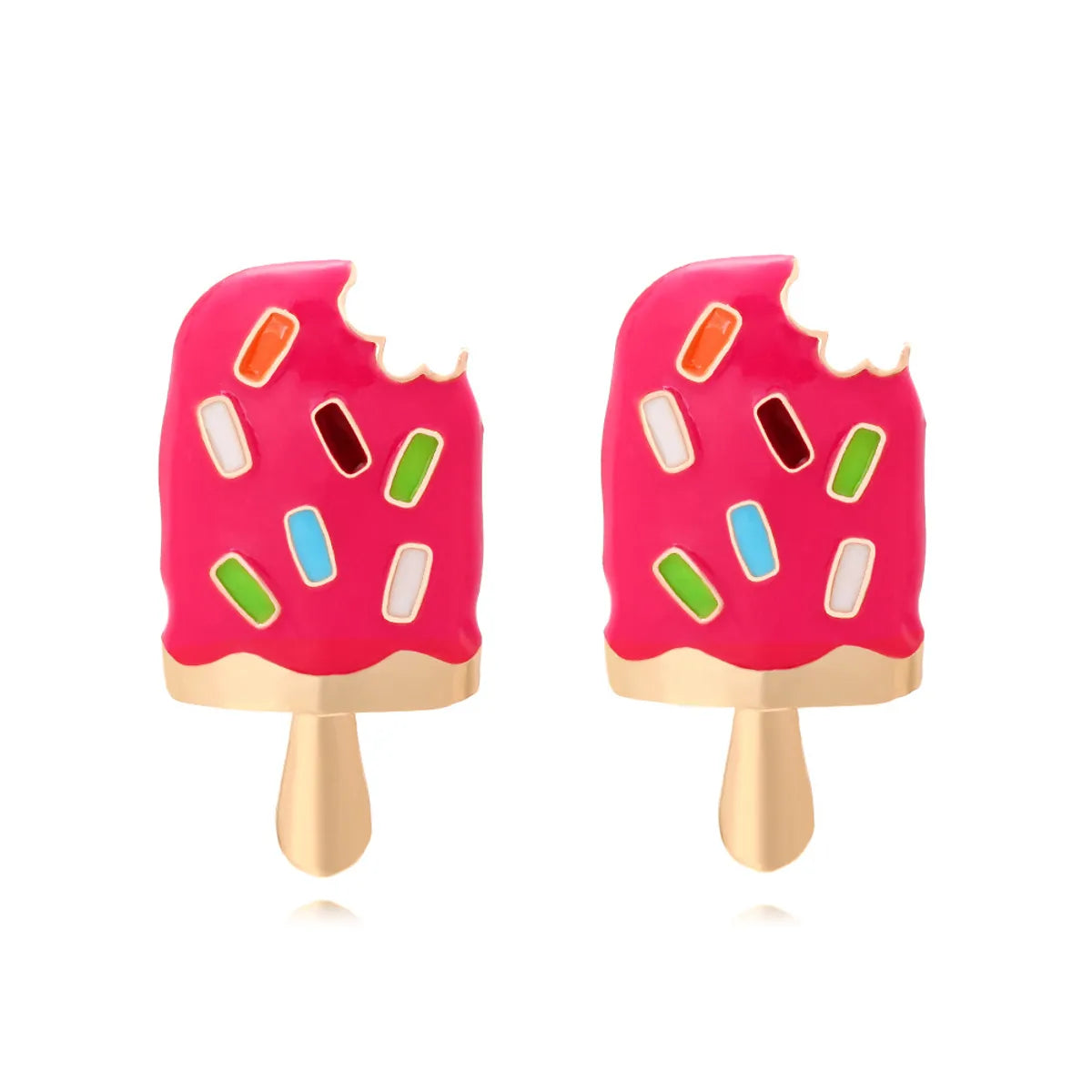 1 Pair Cute Hip-Hop Exaggerated Ice Cream Enamel Alloy Ear Studs