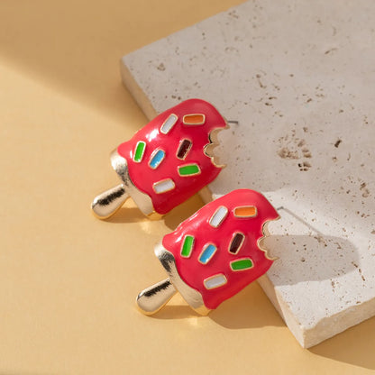 1 Pair Cute Hip-Hop Exaggerated Ice Cream Enamel Alloy Ear Studs